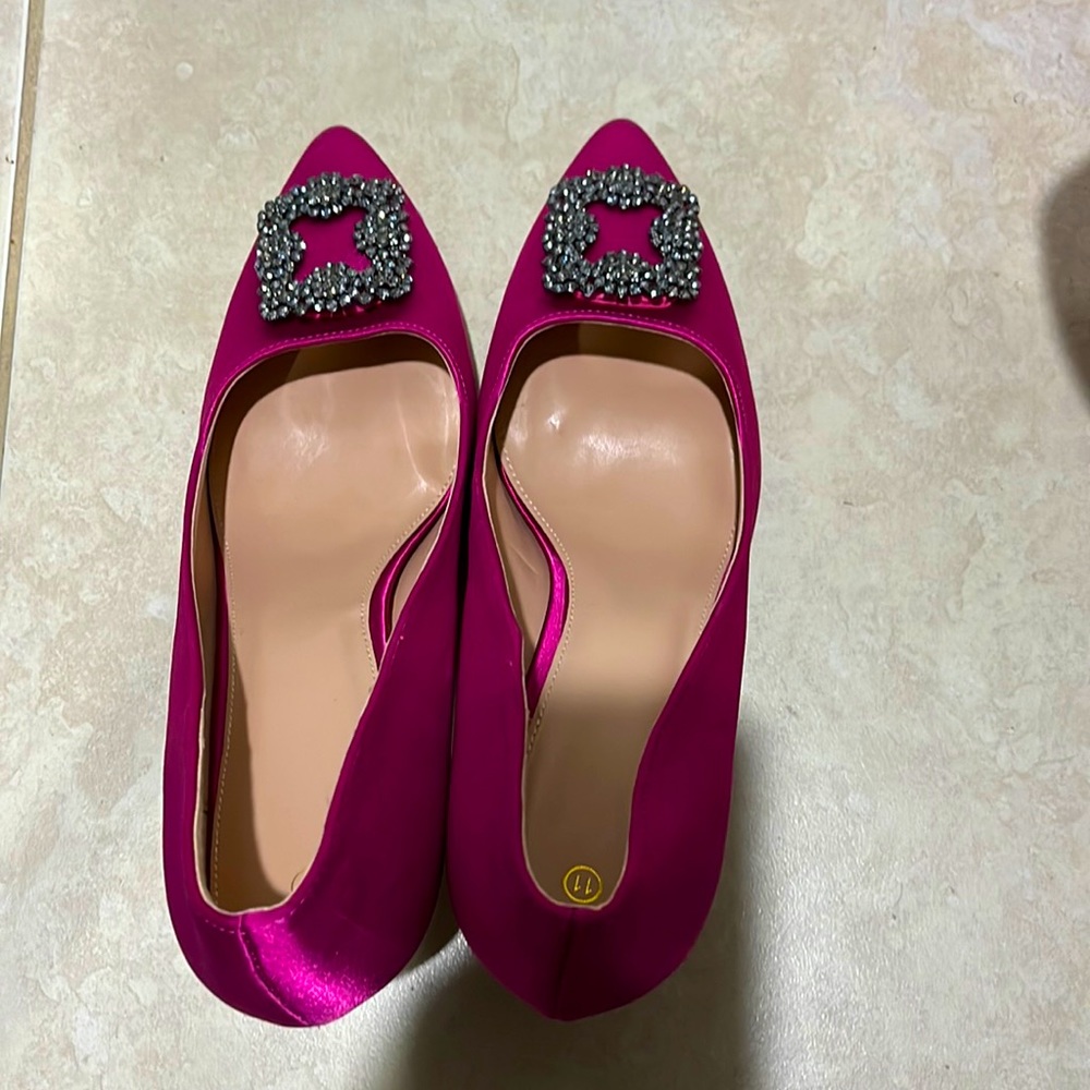 Embellished Hot Pink Heels-New Size 11